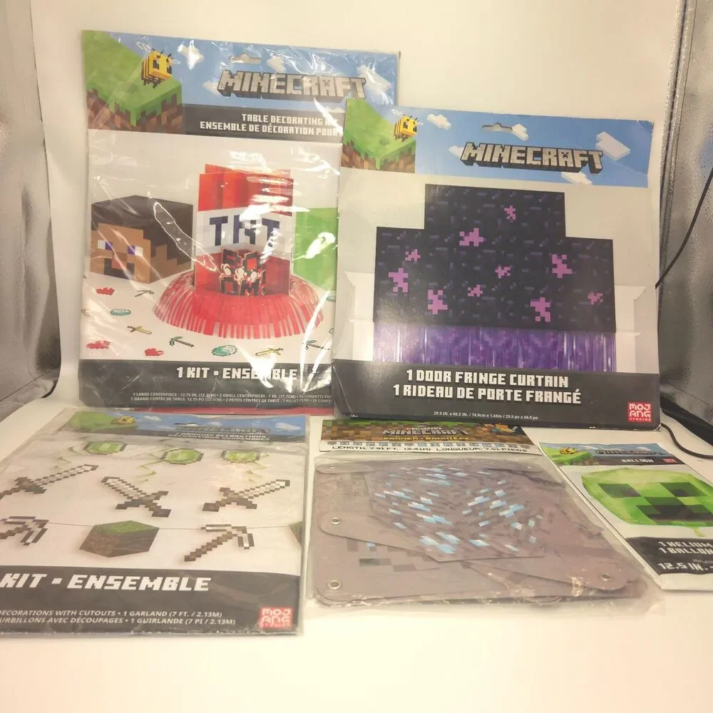 Minecraft Party Decorations Lot Mojang Birthday Banner Door Curtain Table Decor